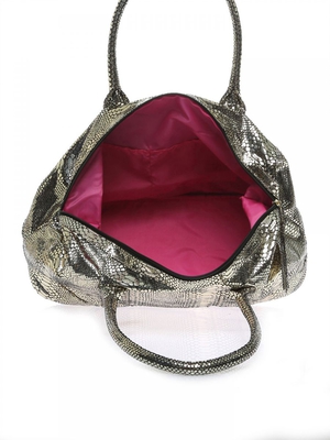 Product Title: Cosmic Radiance Gift Bag
Brand: Britney Spears
Color: Golden/Black
Material: Polyester/Leather/Textile
Handbag Type: Clutches
