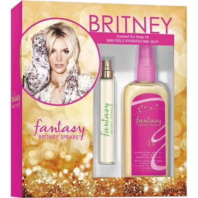 Britney Spears Fantasy Fragrance Gift Set:
Includes: .5 fl oz Eau de Parfum Spray and 4.2 fl oz Dry Body Oil
Sensual and alluring scent
Combines succulent fruits and white florals

